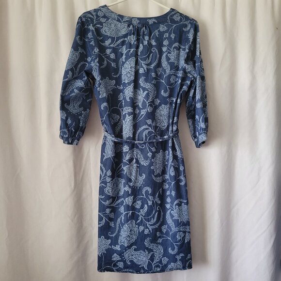 Isaac Mizrahi Sz 10 Dress Cottagecore Floral Blue Tie front slit sleeves lace up - Picture 4 of 13